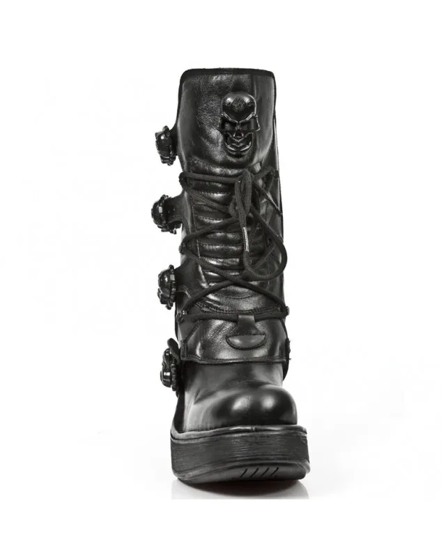 BOTAS PUNK GOTICAS PARA MUJER NEGRAS CALAVERAS
