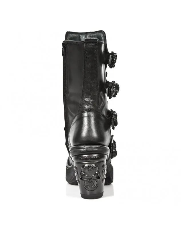 BOTAS PUNK GOTICAS PARA MUJER NEGRAS CALAVERAS