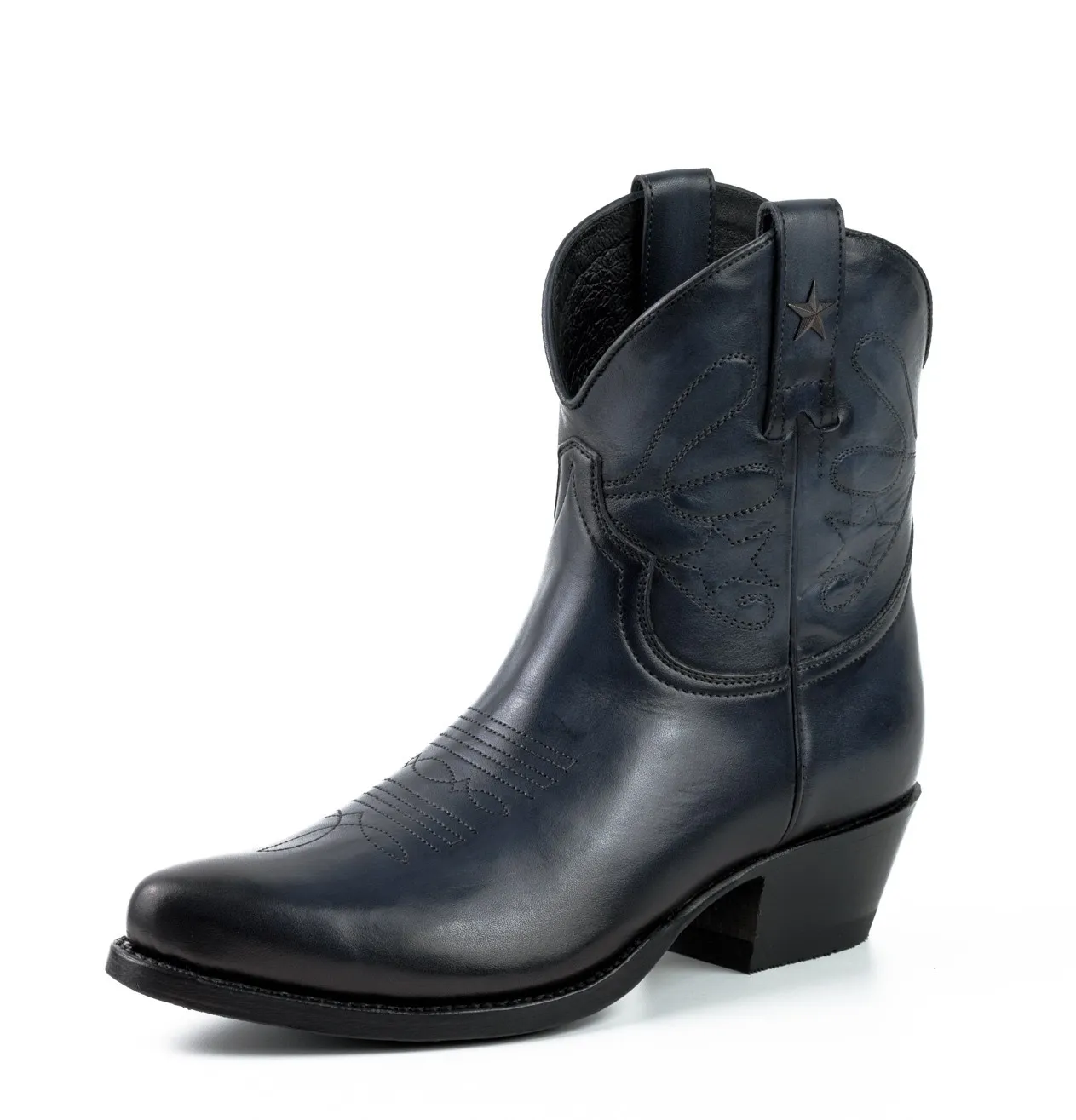 Botin cowboy mujer azul marino
