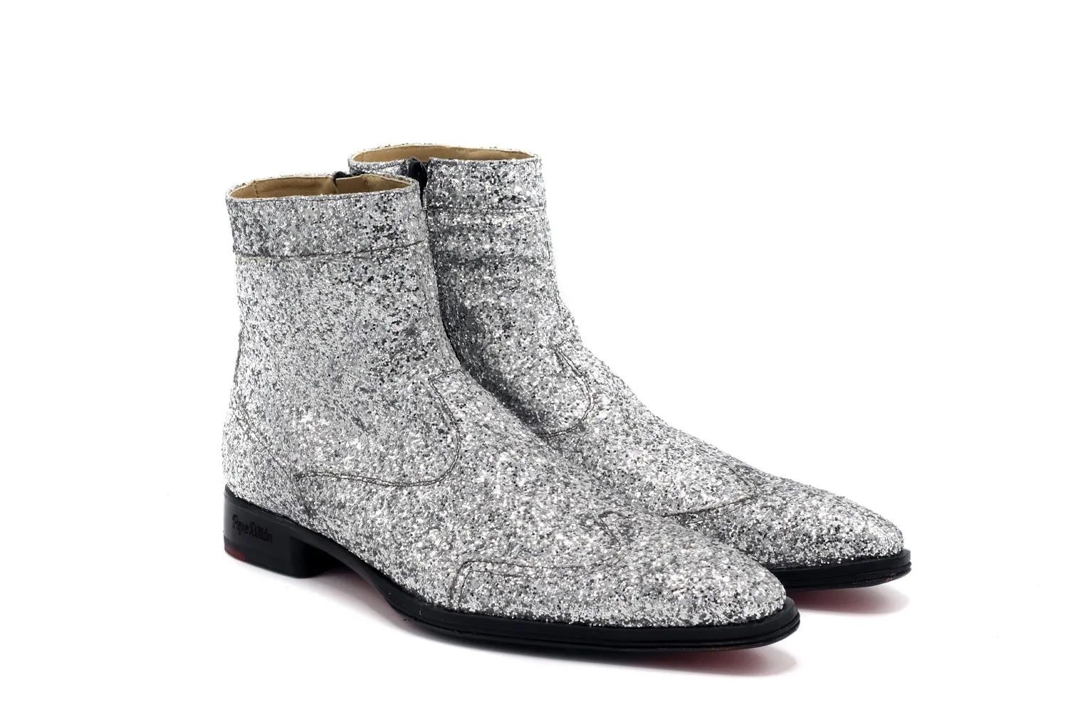 Botin hombre gliter plata
