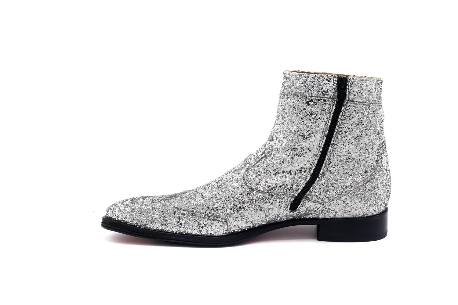 Botin hombre gliter plata
