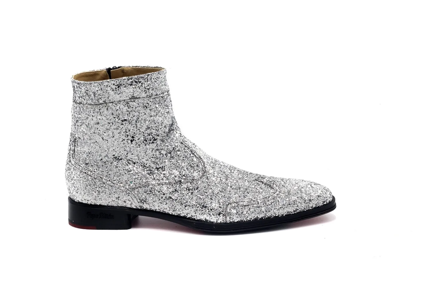 Botin hombre gliter plata
