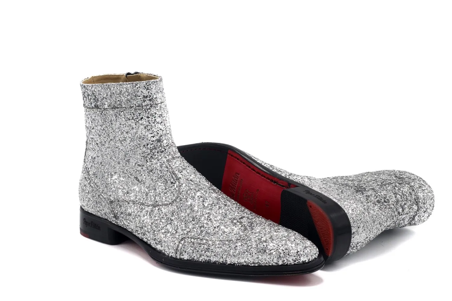 Botin hombre gliter plata
