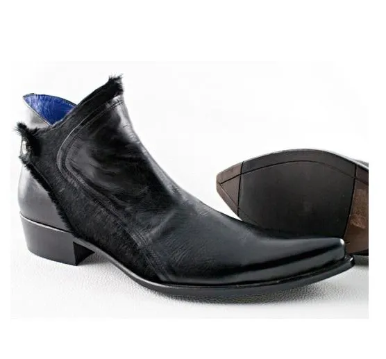 BOTIN HOMBRE NEGRO PIEL PUNTA DE PICO