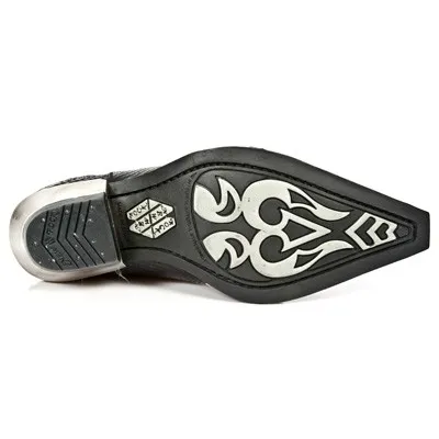 Botin hombre serpiente negro tacon acero
