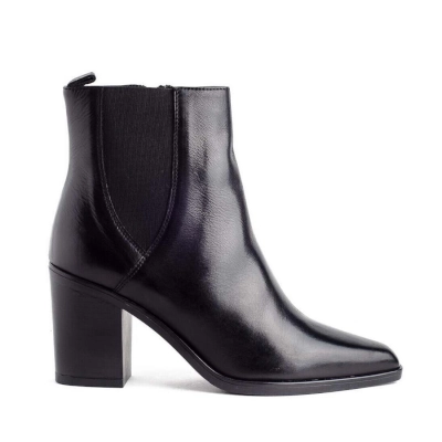 Botin mujer piel negro elastico