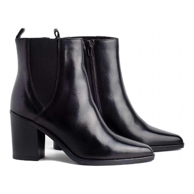 Botin mujer piel negro elastico