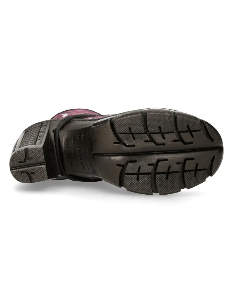Botines mujer vintage flower veganos fucsia metal