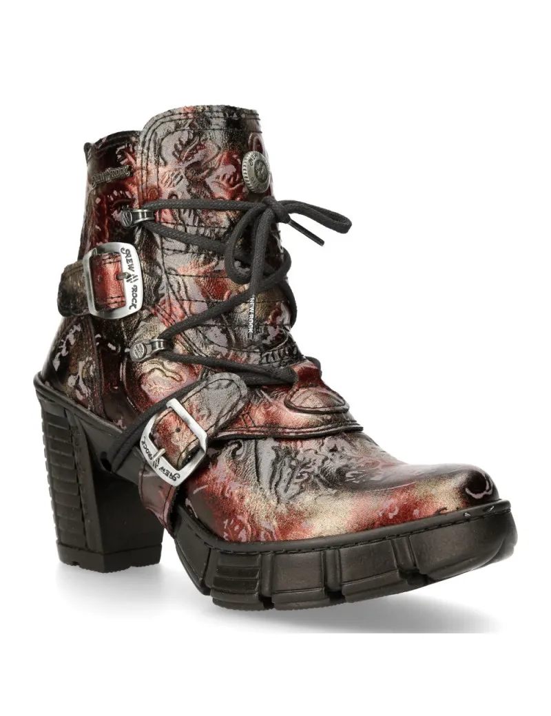 Botines para mujer vintage rojo vegan