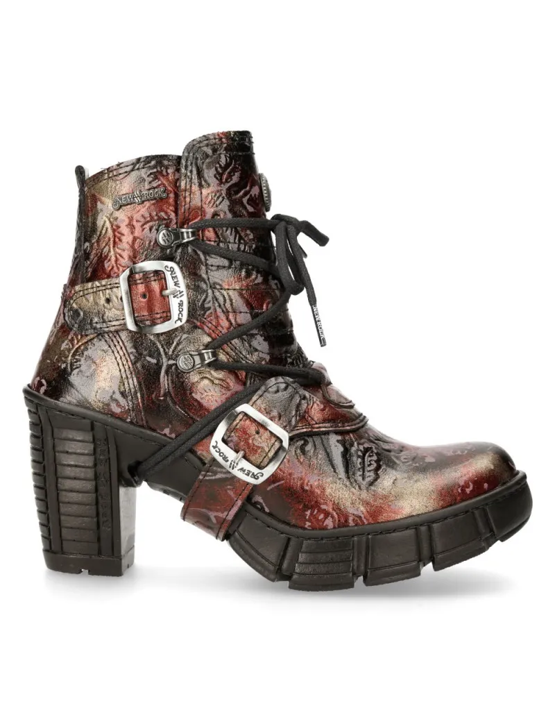 Botines para mujer vintage rojo vegan