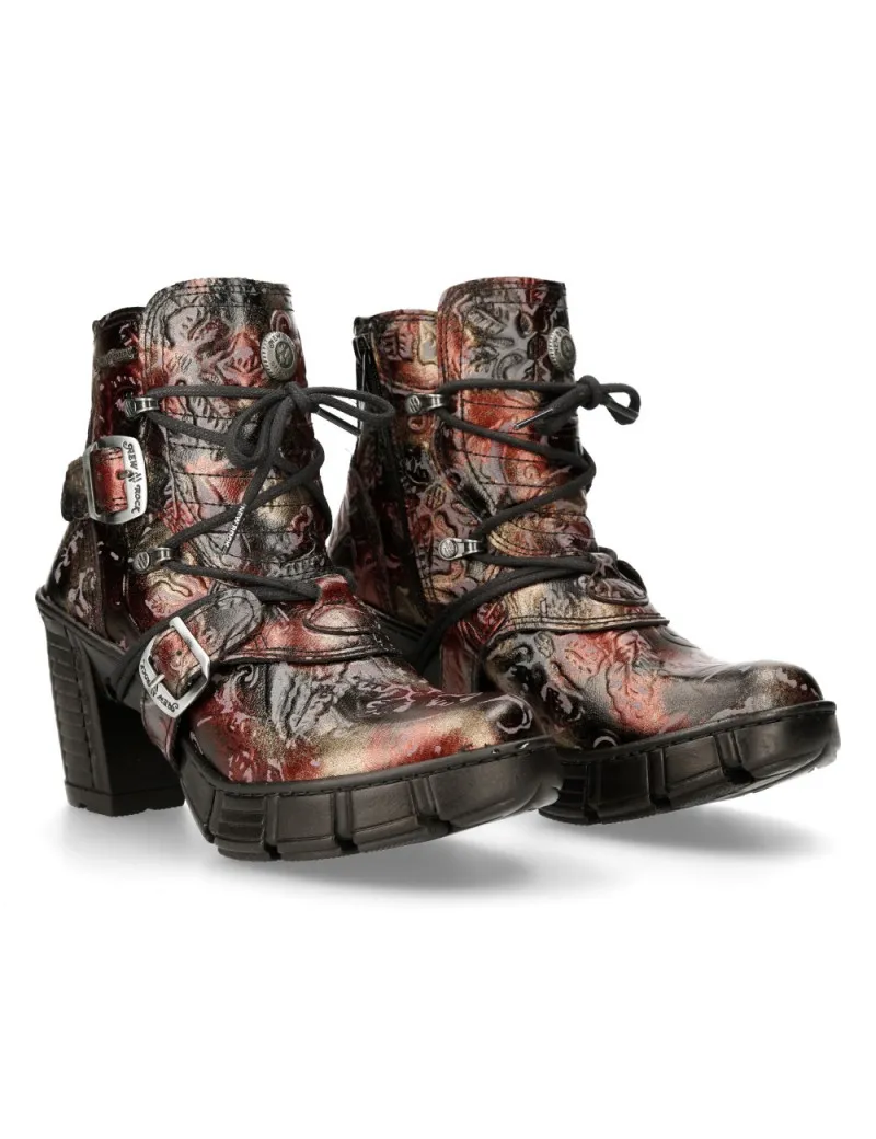 Botines para mujer vintage rojo vegan
