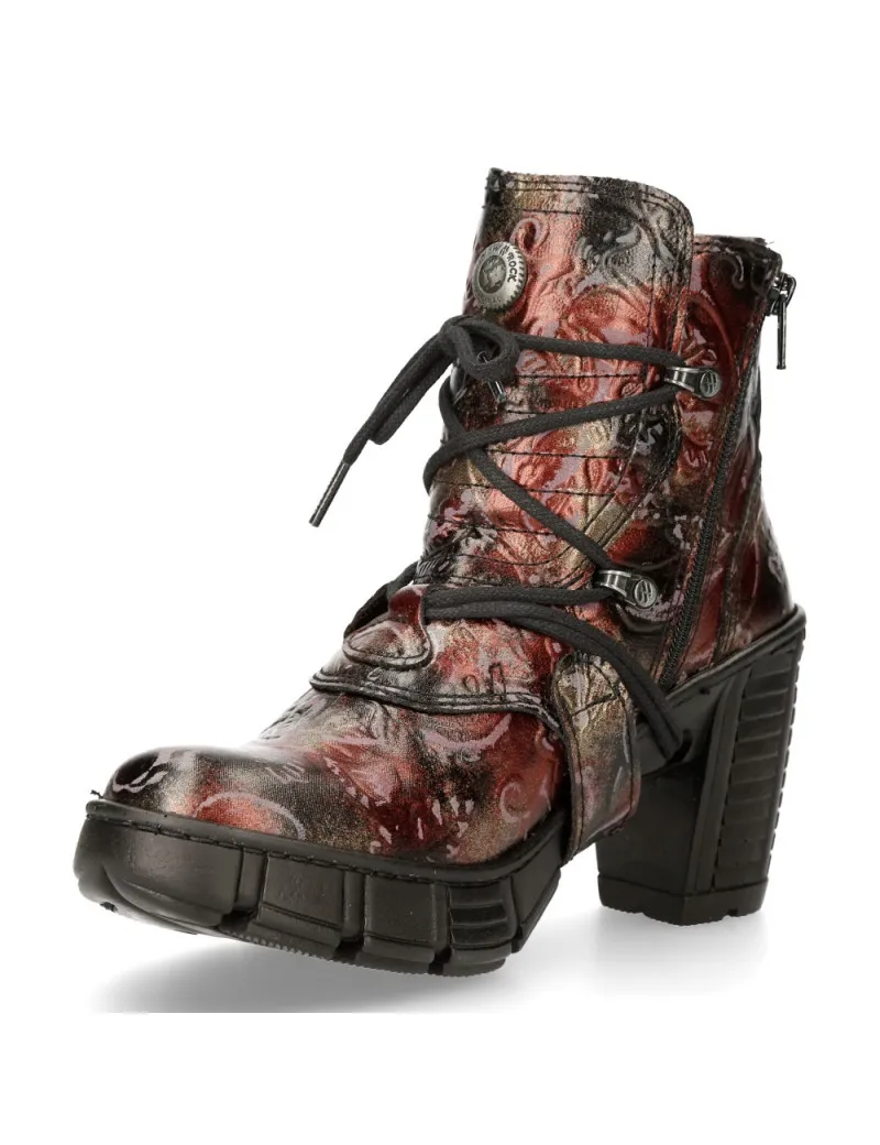 Botines para mujer vintage rojo vegan
