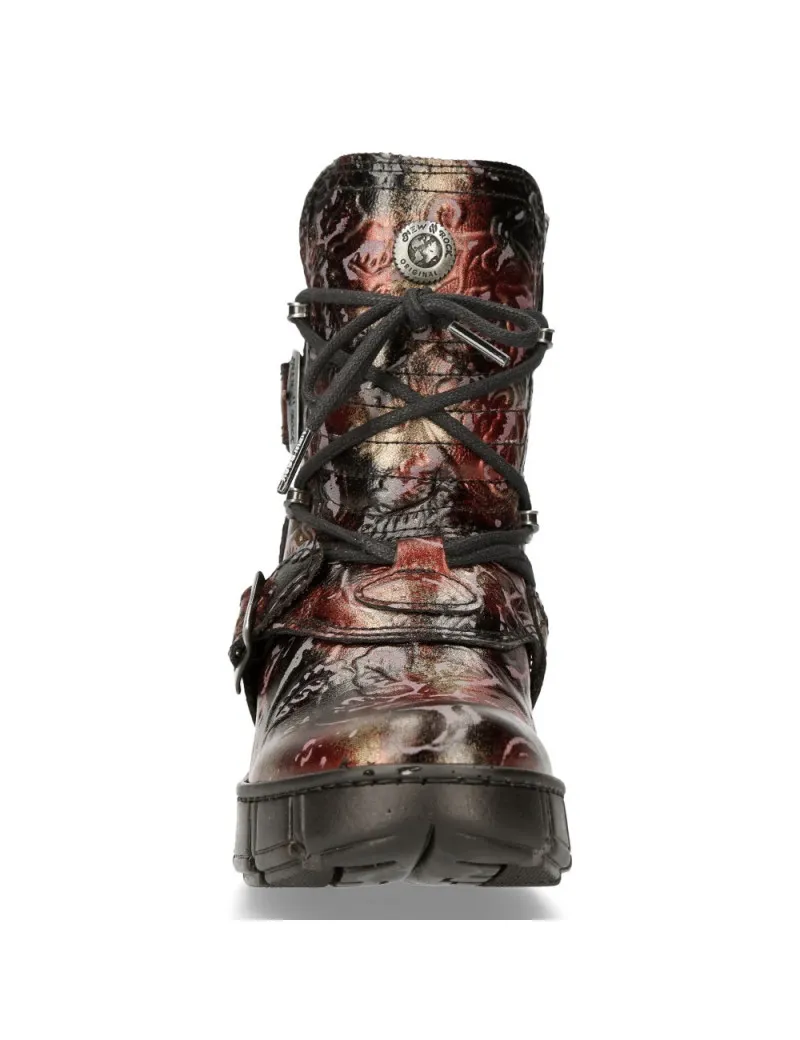Botines para mujer vintage rojo vegan