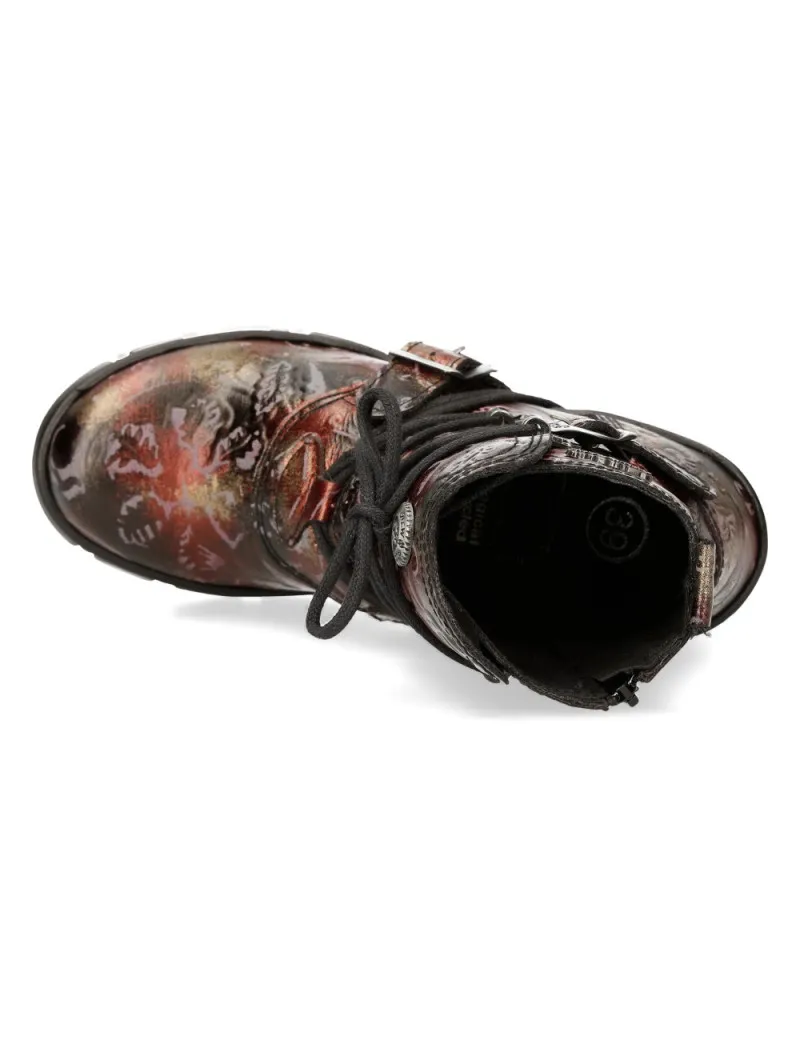 Botines para mujer vintage rojo vegan