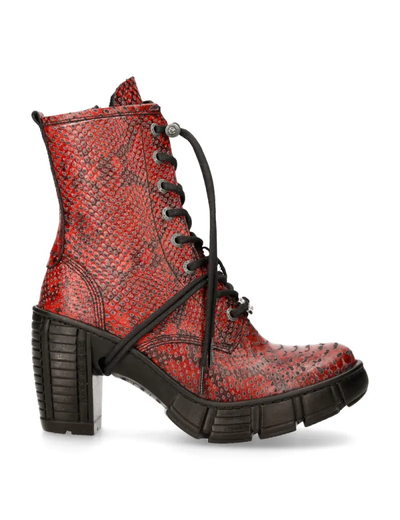 Botines rojo piton mujer veganos