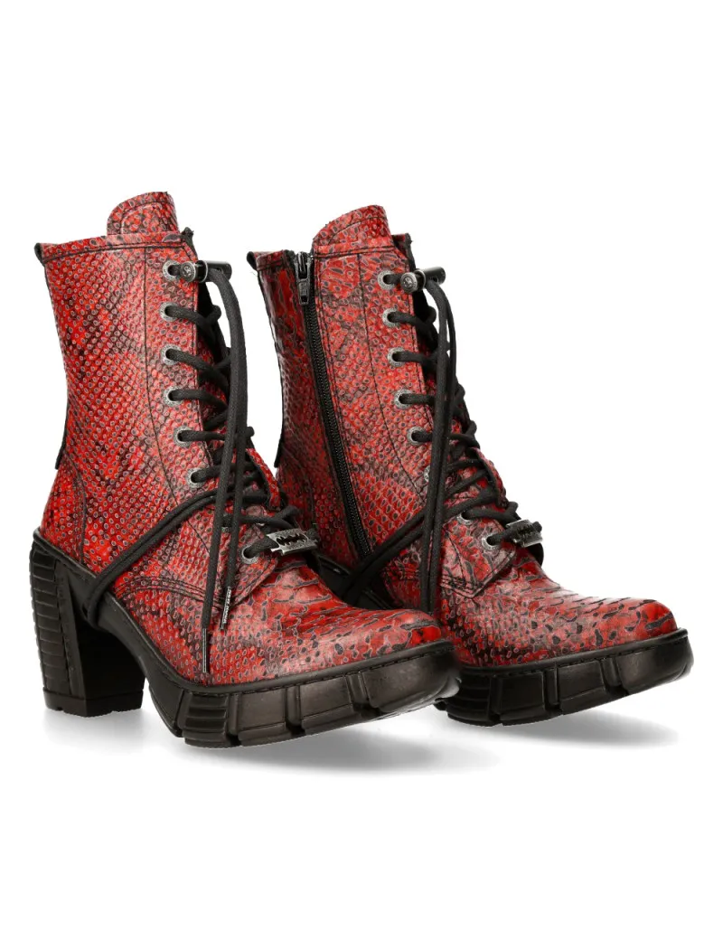 Botines rojo piton mujer veganos