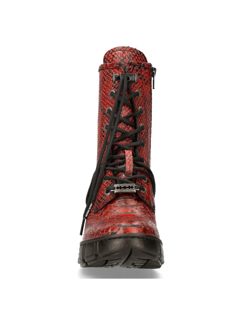 Botines rojo piton mujer veganos