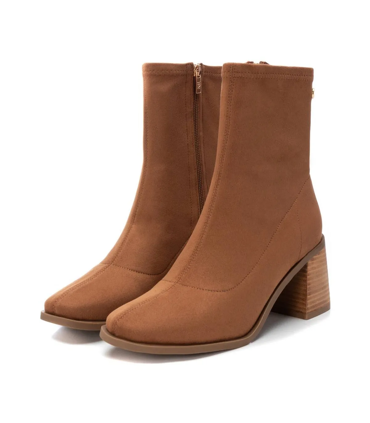 Botín de tacón en camel de mujer