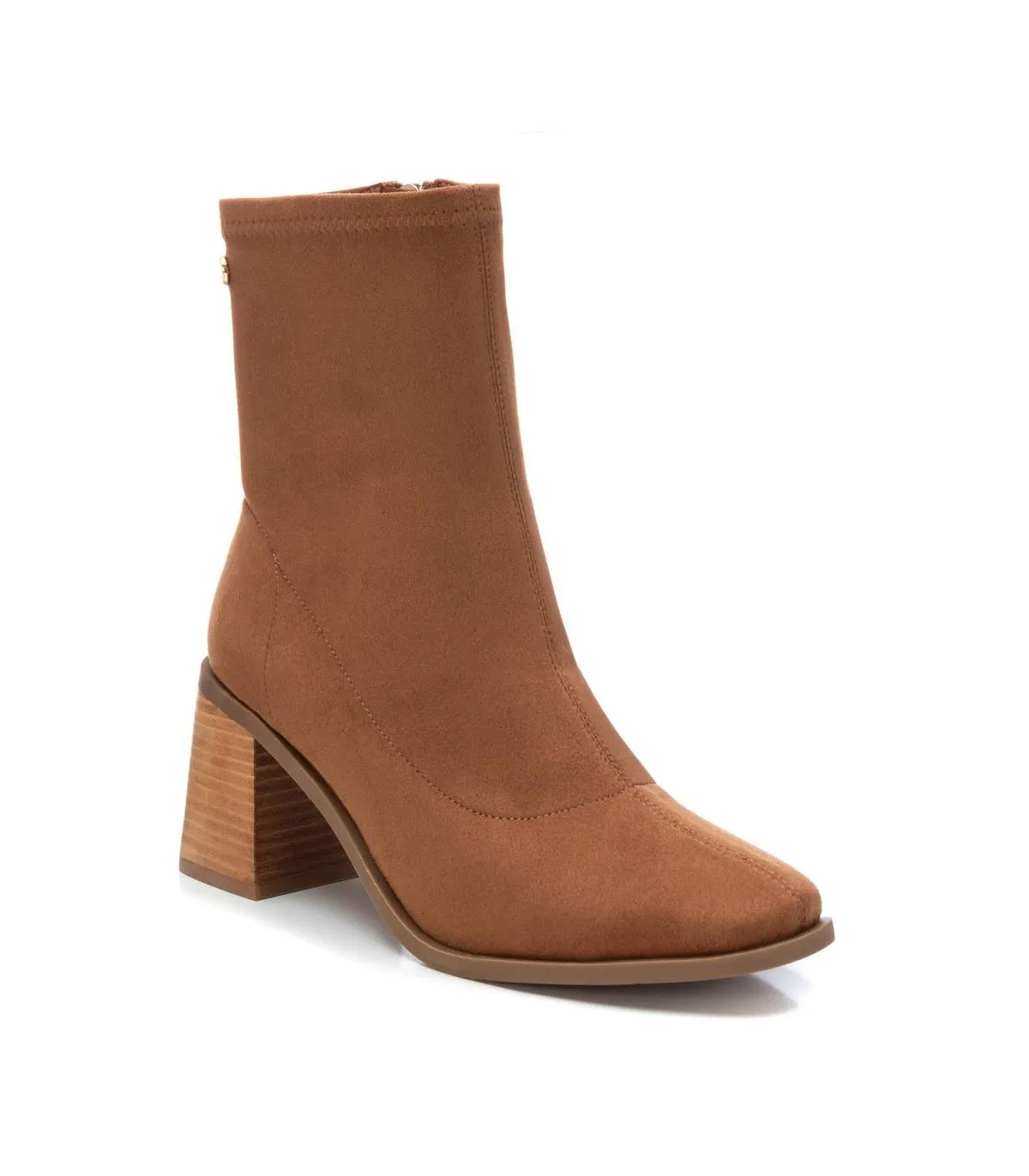 Botín de tacón en camel de mujer