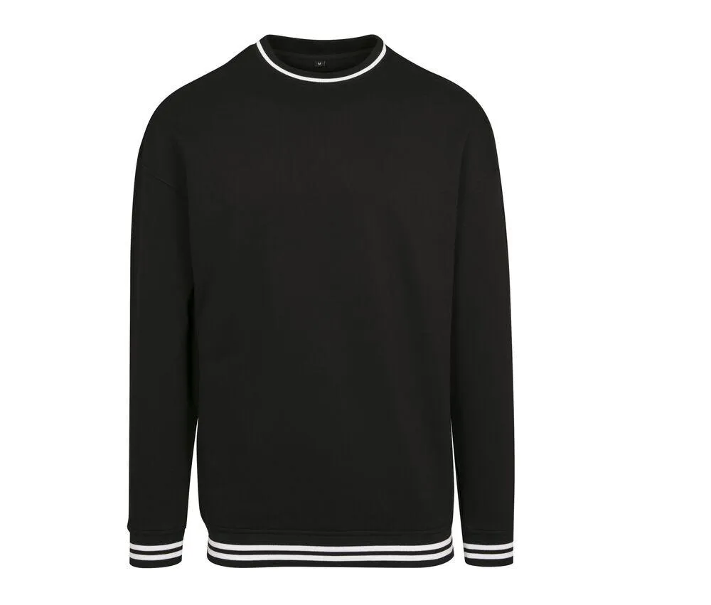 BUILD YOUR BRAND BY104  SUDADERA DE RAYAS PARA HOMBRE BY104  NEGRO / BLANCO