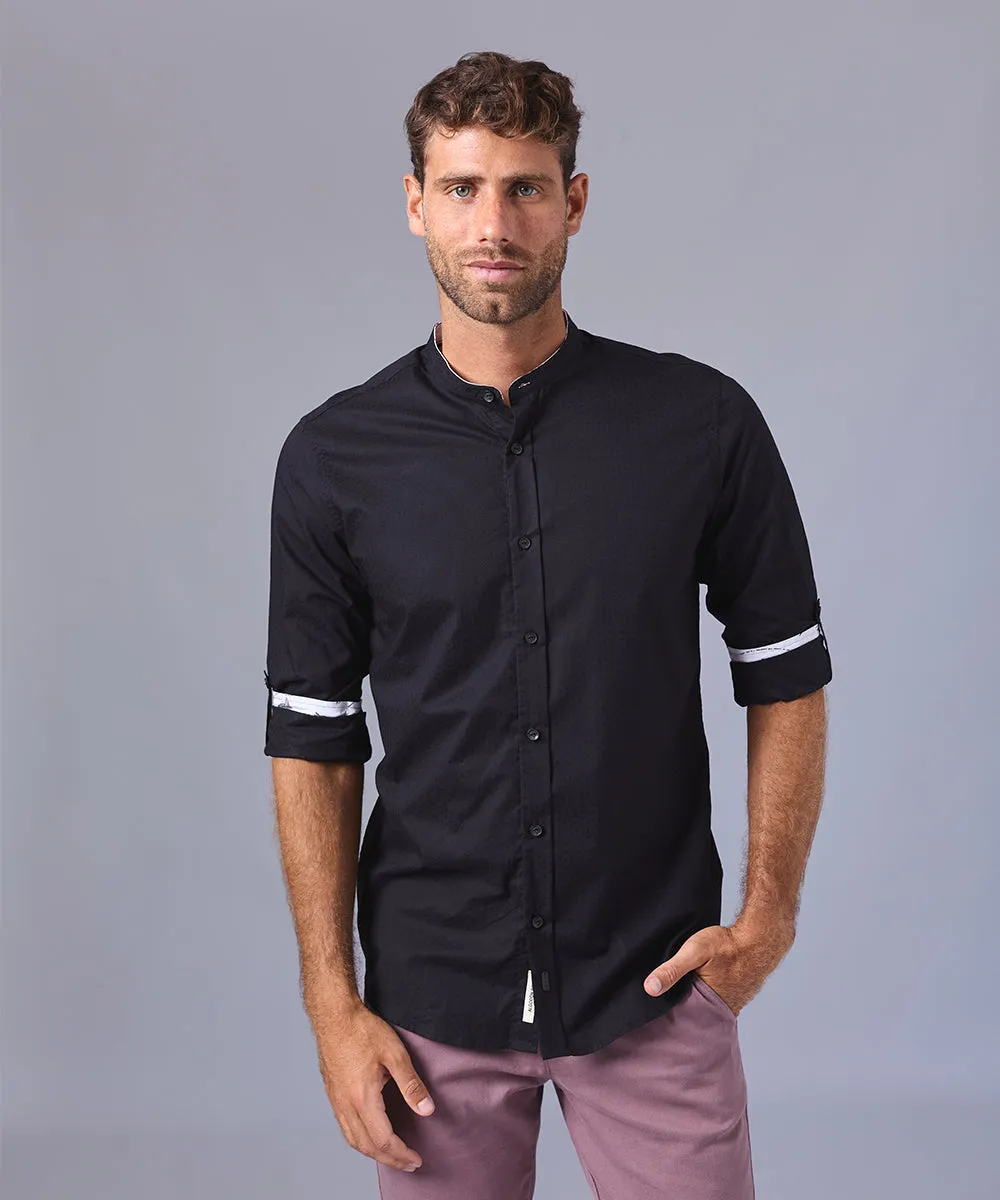 CAMISA MANGA LARGA CUELLO NERU SLIM FIT NEGRO OI24