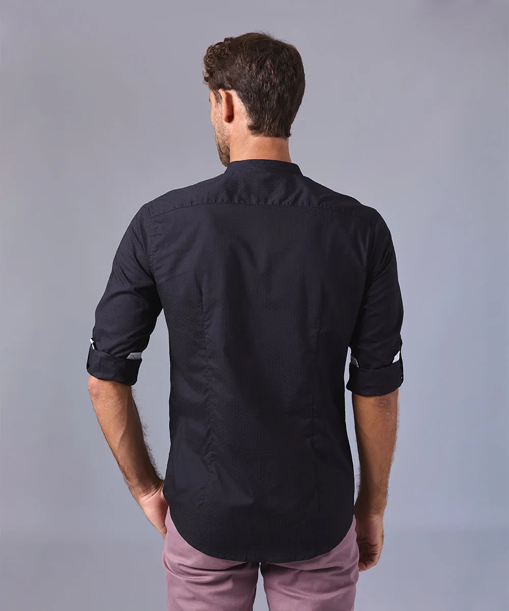 CAMISA MANGA LARGA CUELLO NERU SLIM FIT NEGRO OI24