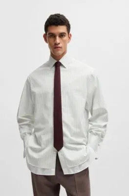 Camisa regular fit en algodón a rayas con efecto a capas