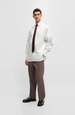 Camisa regular fit en algodón a rayas con efecto a capas
