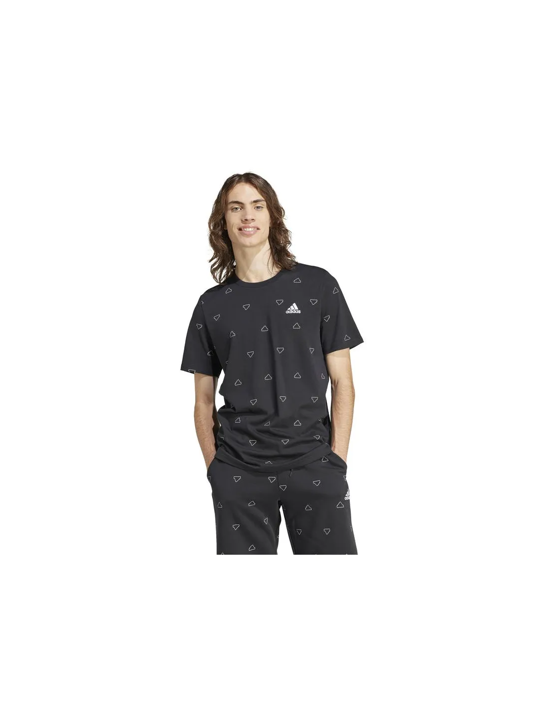 Camiseta adidas Essentials Monogram Hombre Negro