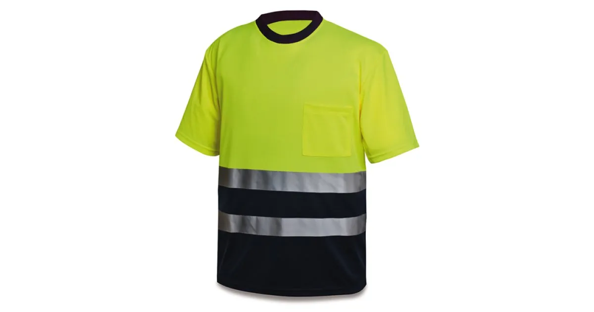 Camiseta Alta Visibilidad poliéster amarillo/azul marino 150 gr.