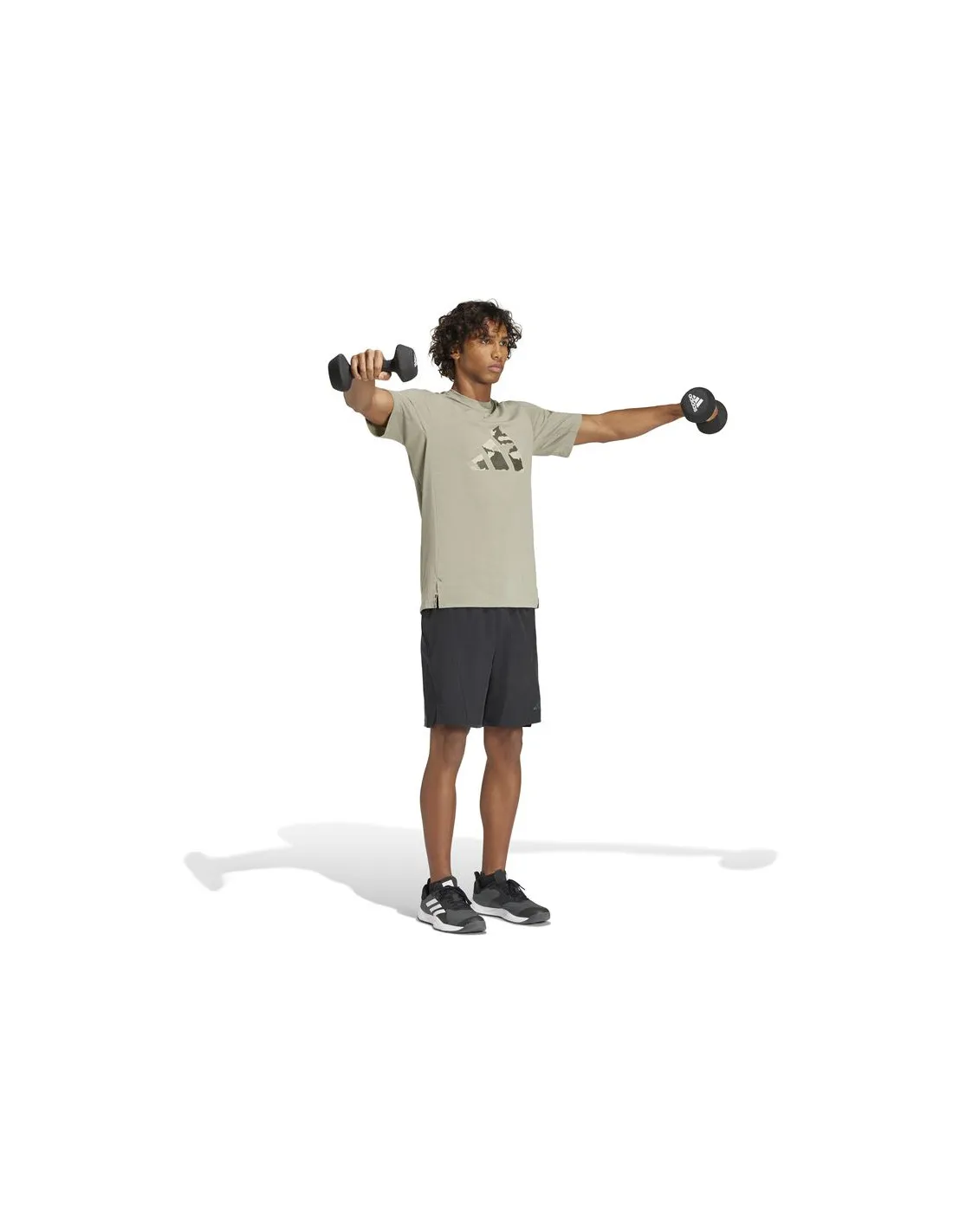 Camiseta de Fitness adidas Train Essentials Camo Graphic Logo Hombre Gris