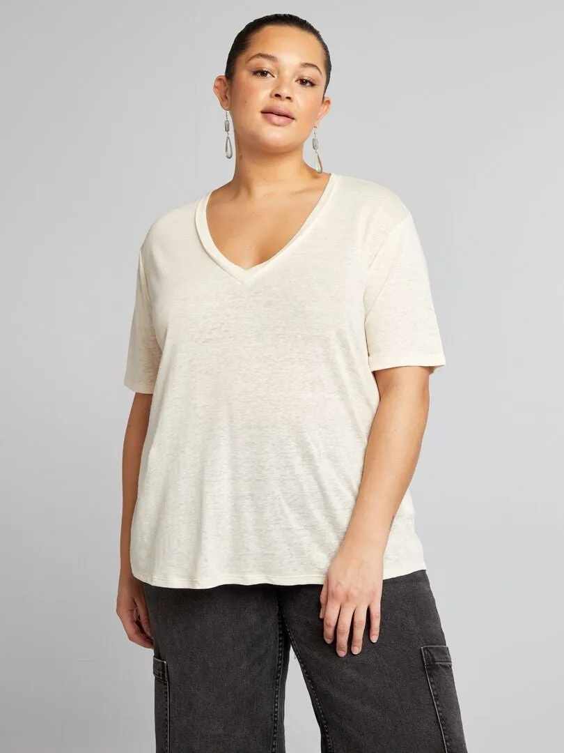 CAMISETA DE LINO FLUIDA  BLANCO