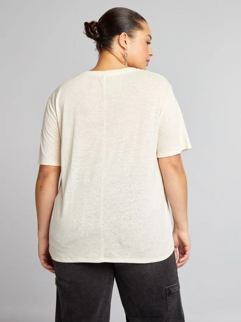 CAMISETA DE LINO FLUIDA  BLANCO