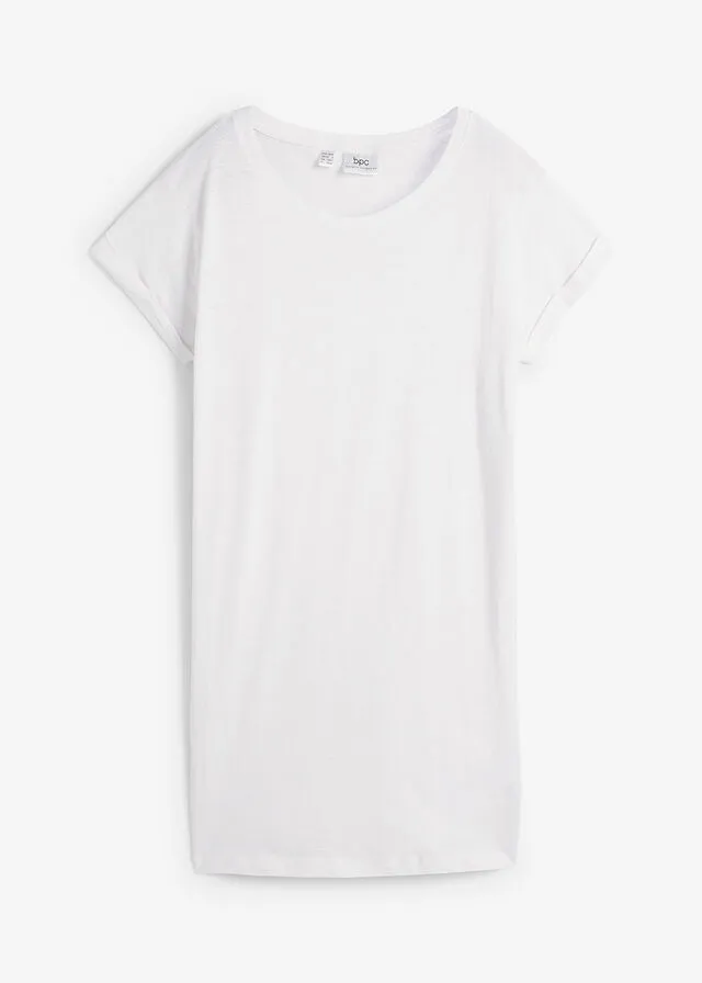 Camiseta larga estilo boxy de manga corta Blanco