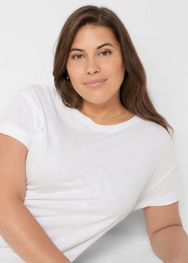Camiseta larga estilo boxy de manga corta Blanco