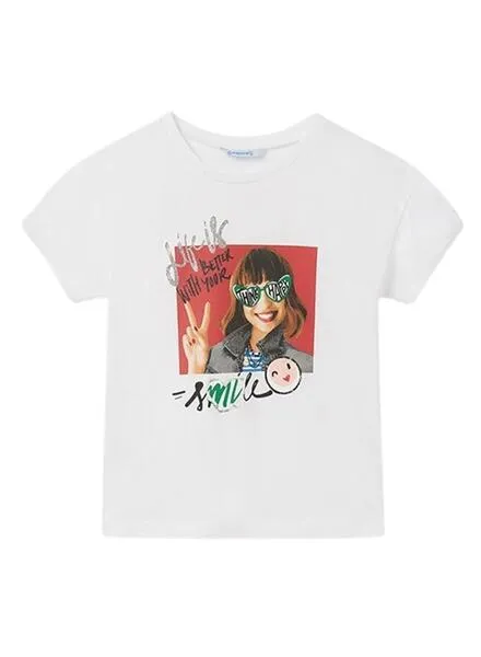 Camiseta Mayoral Chica Smile Blanco para Niña