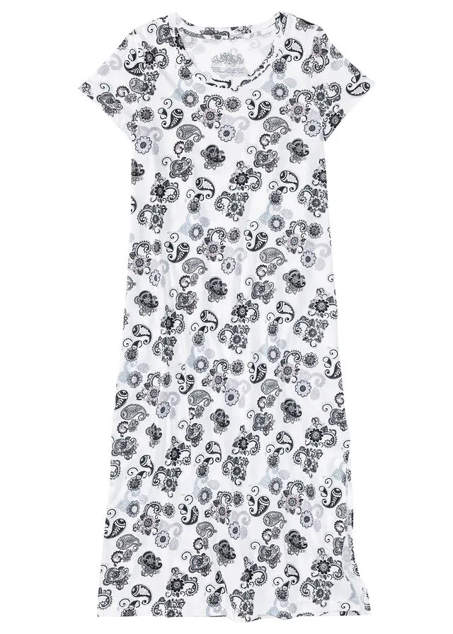 Camisón Blanco lana/gris estampado