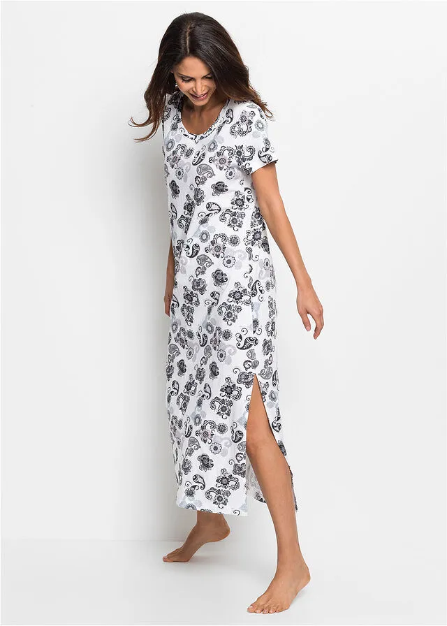 Camisón Blanco lana/gris estampado