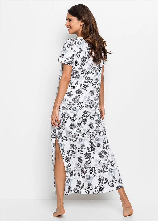 Camisón Blanco lana/gris estampado