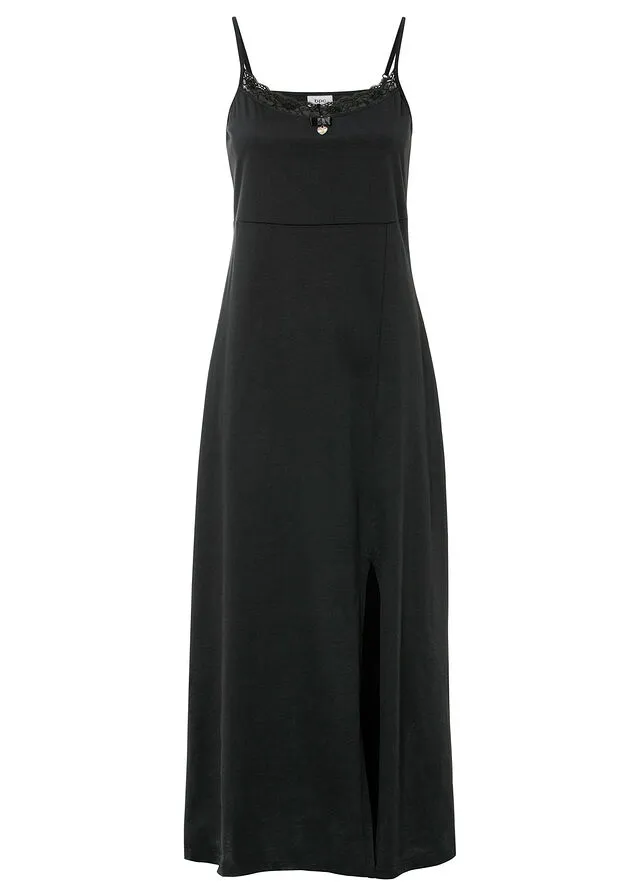 Camisón con tirantes finos Negro