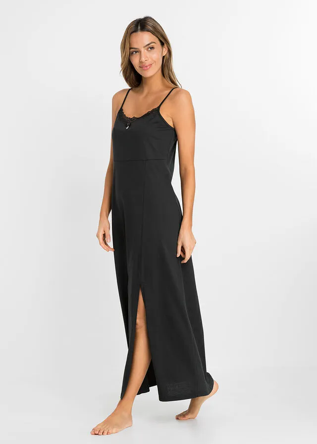 Camisón con tirantes finos Negro