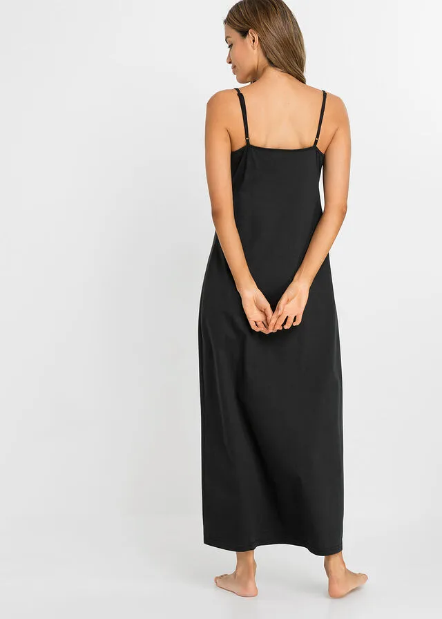 Camisón con tirantes finos Negro