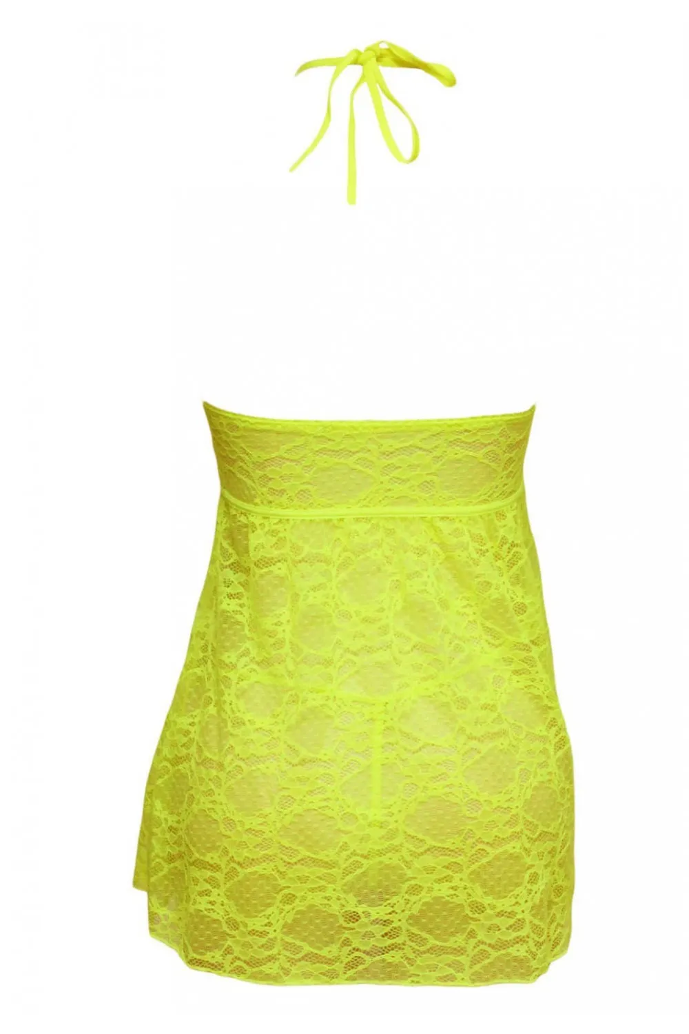 Camisón de encaje amarillo neón