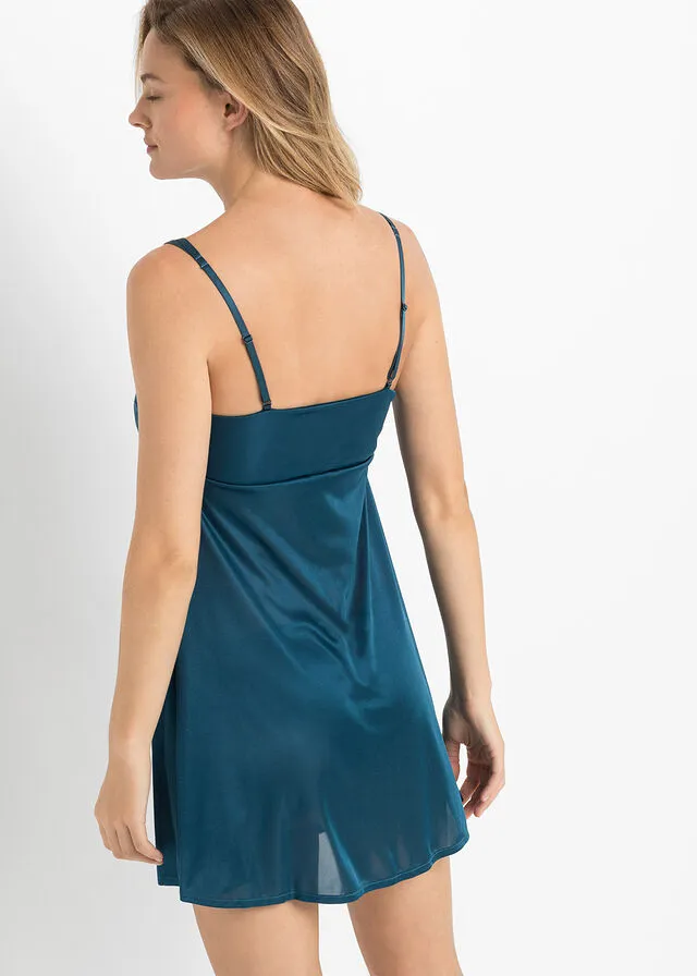 Camisón de satén Azul petróleo