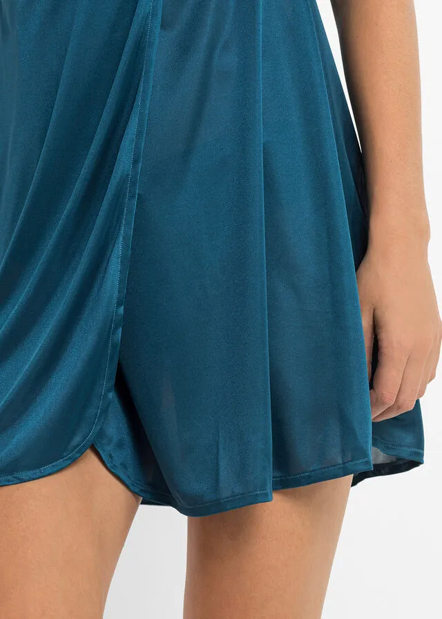 Camisón de satén Azul petróleo