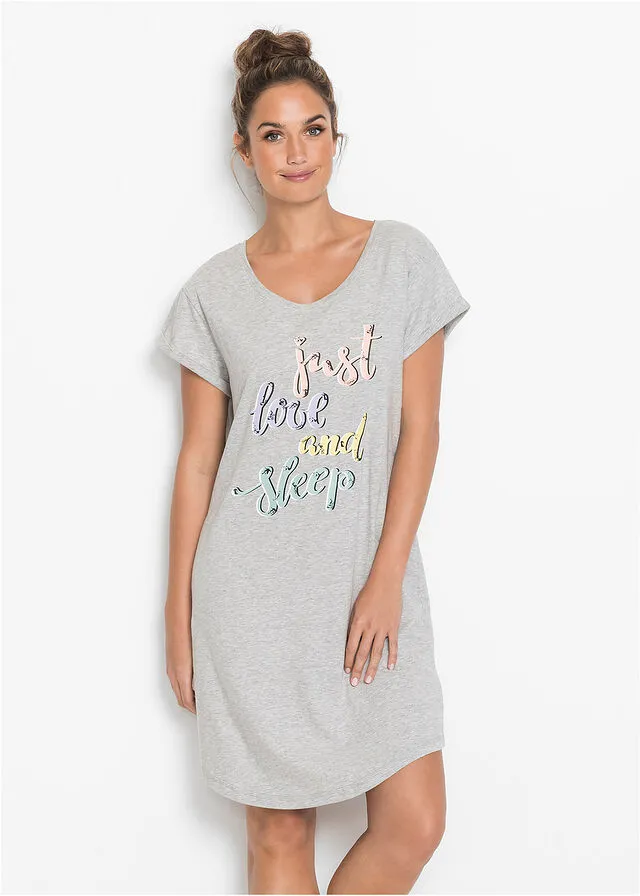 Camisón Gris claro jaspeado estampado