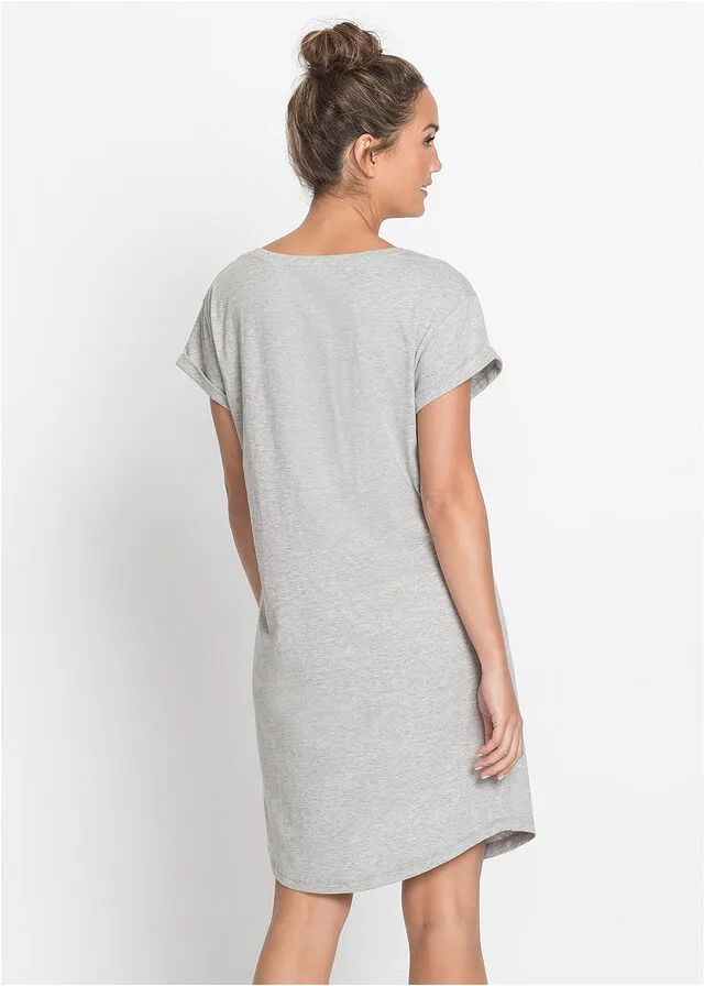 Camisón Gris claro jaspeado estampado