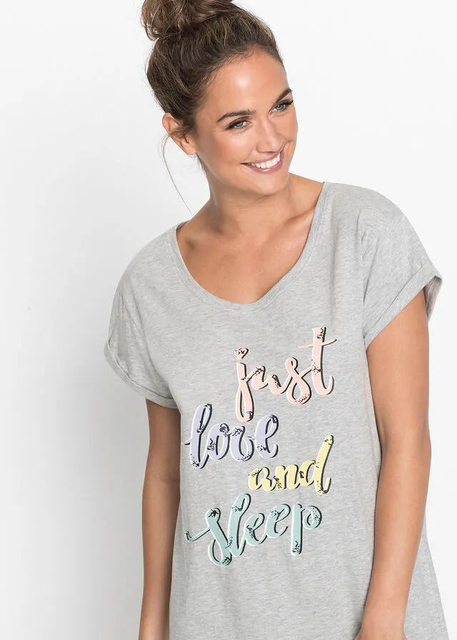 Camisón Gris claro jaspeado estampado