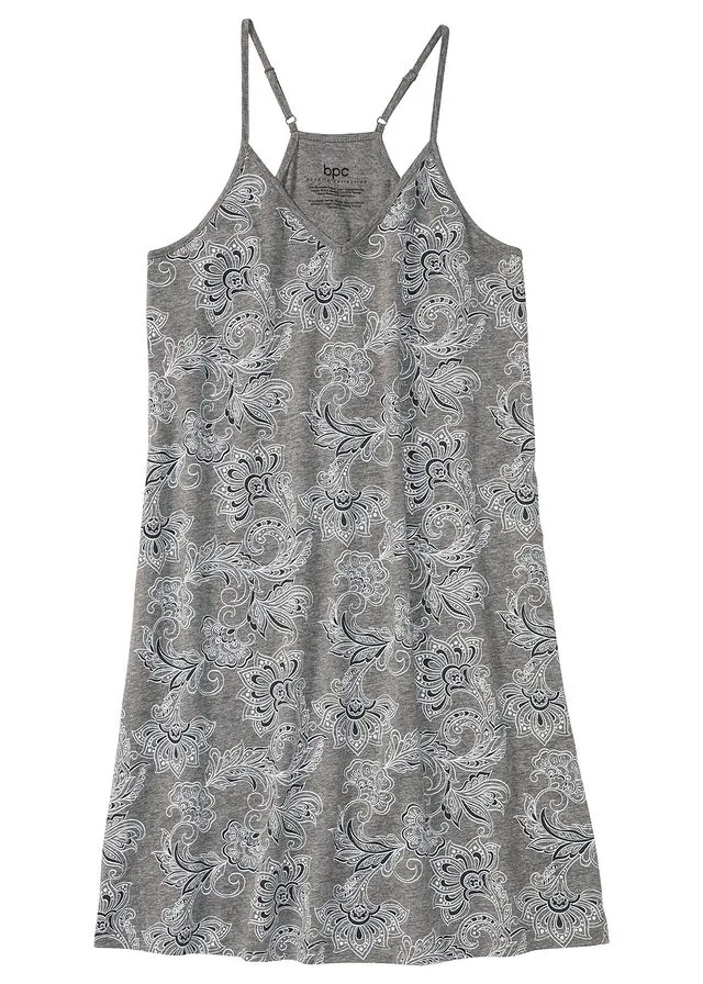 Camisón Gris jaspeado/blanco estampado