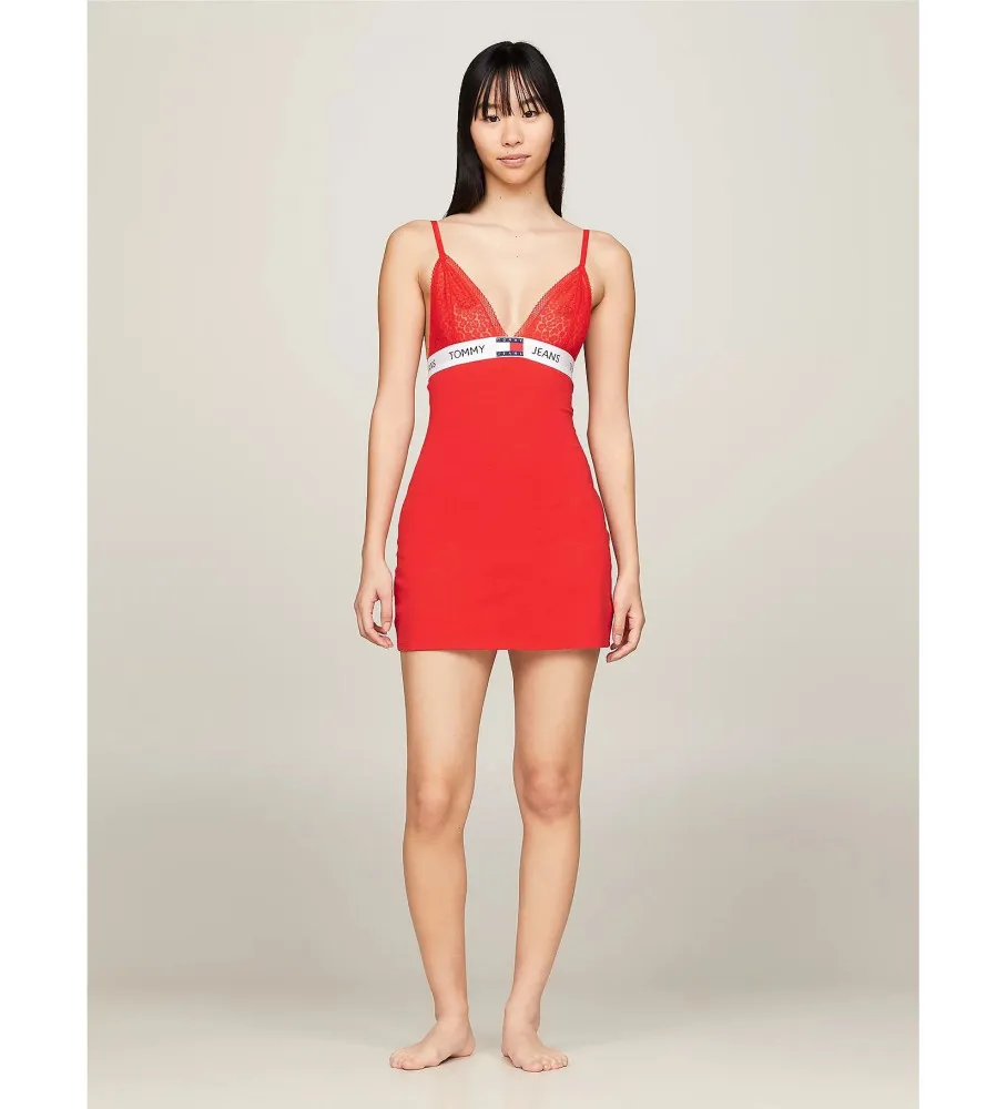 Camisón Heritage con encaje rojo